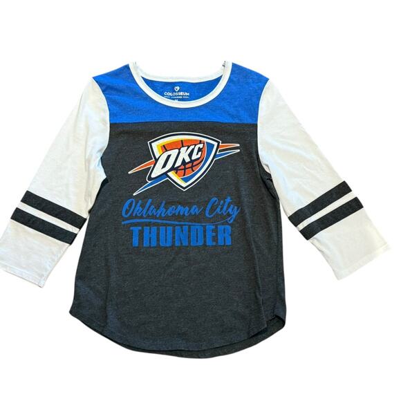 Colosseum Tops - OKC Thunder Women’s Medium 3/4 Sleeve Shirt - Blue, Black, and White